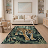 Prowling Tiger in Misty Forest Area Rug