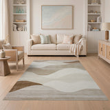 Wavy Beige Cream Abstract Area Rug