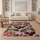 Multi-color and Patterns Cherry Fruit Pattern Pink Area Rug