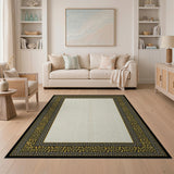 Golden Leopard Border Beige Area Rug