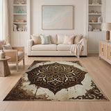 Brown and Tan Ornate Mandala Persian Area Rug