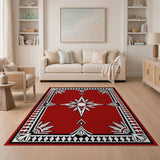 Red Red Starburst Southwestern Area Rug
