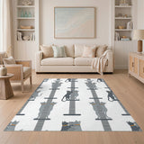 Grey Cat Tower Kids Cartoon Area Rug
