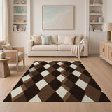 Geometric Modern Brown Tan Diamond Geometric Area Rug