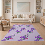 Purple Purple Hibiscus Floral Area Rug