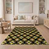 Orange Yellow Geometric Floral Area Rug