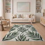 Floral Vintage Lush Green Leaf Pattern Area Rug