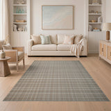 Beige and Neutral Rustic Farmhouse Beige Plaid Rustic Farmhouse Area Rug