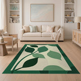 Bold Green Leaves Abstract Area Rug