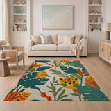 Playful Tiger Cubs Peekaboo Jungle Area Rug