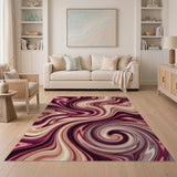 Purple Swirl Fluid Abstract Area Rug