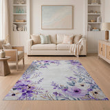 Purple Floral Lavender Bloom Area Rug