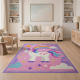 Multi-color and Patterns Magical Unicorn Rainbow Kids Area Rug