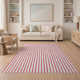 Pink and Cream Vertical Striped Area Rug
