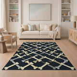 Grey Interlocking Dog Bone Area Rug