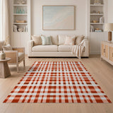 Red Gingham Plaid Farmhouse Area Rug