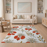 Vibrant Red Persimmon Fruit Pattern Area Rug
