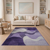 Geometric Modern Purple Wave Geometric Area Rug
