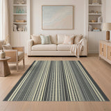 Geometric Modern Black White Striped Geometric Area Rug