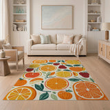 Vibrant Citrus Berry Fruit Pattern Rug