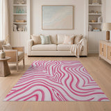 Pink Fluid Swirl Abstract Area Rug