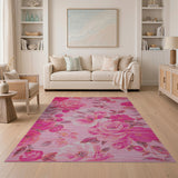 Pink Floral Vintage Pink Rose Floral Vintage Area Rug