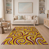 Yellow Vibrant Yellow Swirl Abstract Area Rug