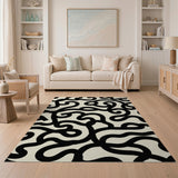 ODIKA Modern Abstract Swirl Washable Area Rug - Low Pile, Non-Slip & Pet Friendly