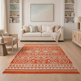 Bold Orange Geometric Southwestern Rug