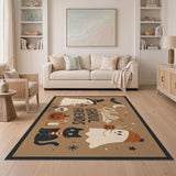 Brown and Tan Hello Ghoul Friends Halloween Kids Area Rug