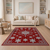 Red Snowflake Persian Area Rug