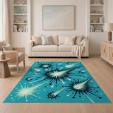 Teal Cosmic Shooting Stars Area Rug