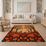 Red Autumn Deer Family Woodland Rug