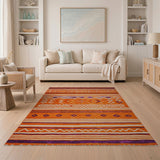 Orange Heritage Tribal Geometric Area Rug