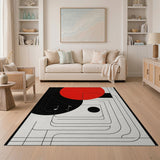 Bold Red Circle Geometric Abstract Area Rug
