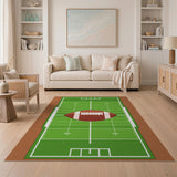 Football Field Area Rug with Centered Ball