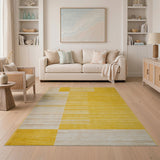 Yellow Yellow Geometric Striped Area Rug