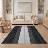 Geometric Modern Bold Black White Striped Geometric Area Rug