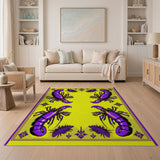 Purple Scorpion Motif Yellow Area Rug