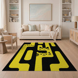 Yellow Playful Yellow Cartoon Cats Area Rug