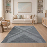 Grey Geometric X-Pattern Area Rug