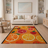 Vibrant Citrus Fruit Pattern Area Rug with Oranges Berries