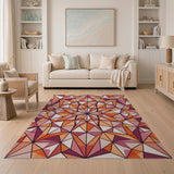Vibrant Geometric Star Mandala Area Rug