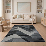Bold Zigzag Geometric Black White Area Rug