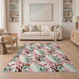Pink Teal Abstract Coral Reef Area Rug