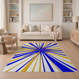 Radiant Blue Yellow Sunburst Area Rug