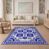 Blue and Teal Traditional Persian Intricate Blue Floral Persian Area Rug