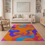Geometric Modern Vibrant Wavy Multi-Color Geometric Area Rug
