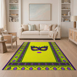 Purple Feather Masquerade Mask Yellow Area Rug