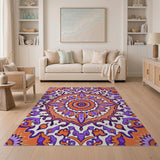 Vibrant Purple Orange Mandala Persian Rug